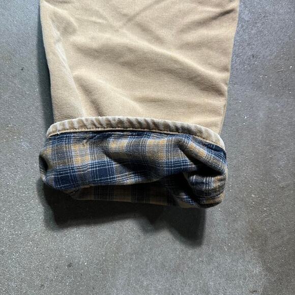 Vintage Carhartt Tan Blanket Flannel Lined Carpenter Pants Mens 42x30 Jeans - Picture 4 of 6